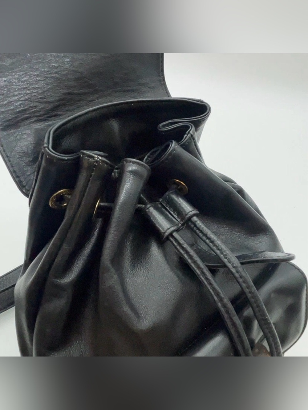 FINAL PRICE Authentic Gucci Bamboo Leather Black 003.2852 Backpack W/Dustbag - Picture 15 of 16